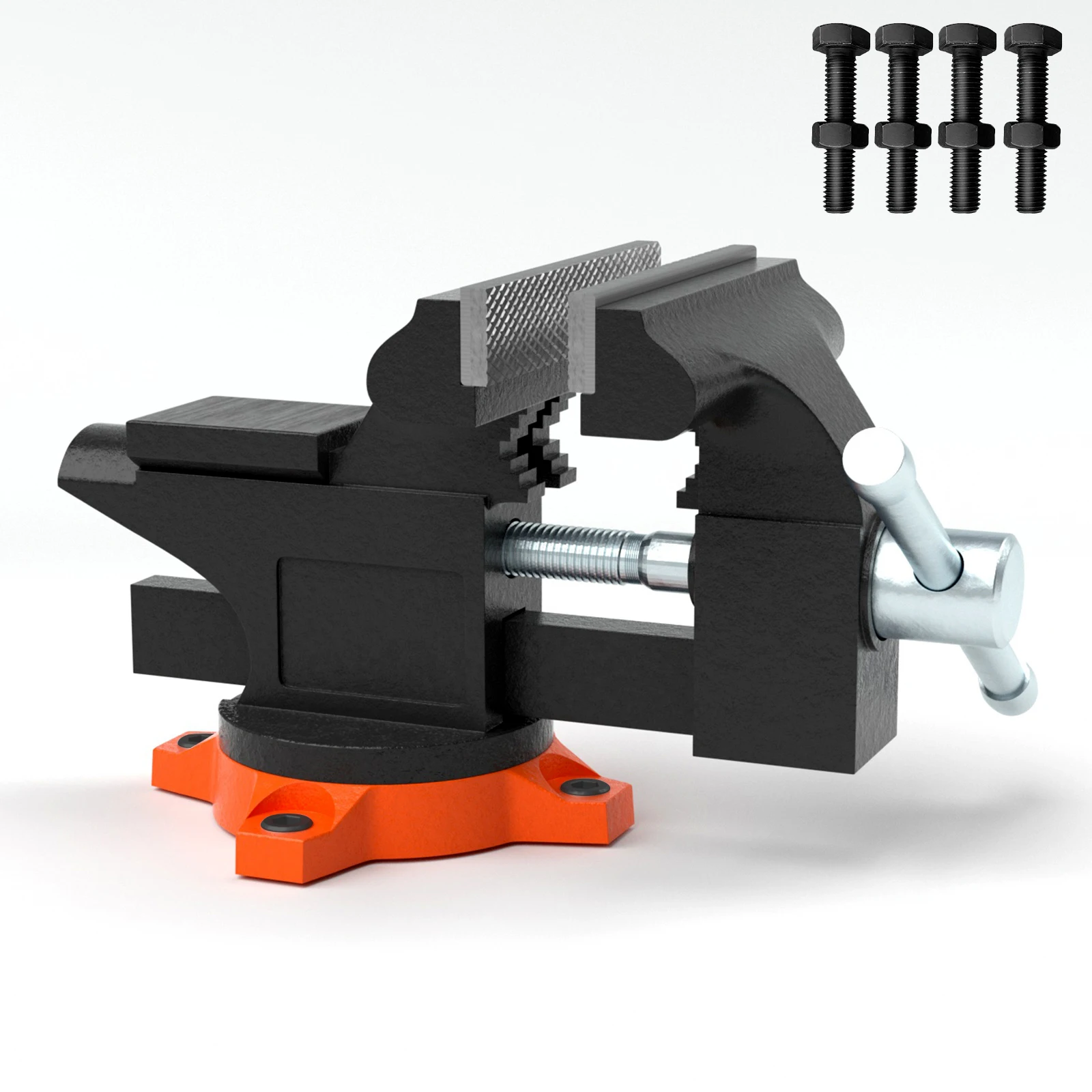 SucceBuy Étau d'établi 4,5" 6" 6,5" polyvalent, base pivotante et enclume en fonte robuste pour le perçage, la coupe des conduits, le ponçage