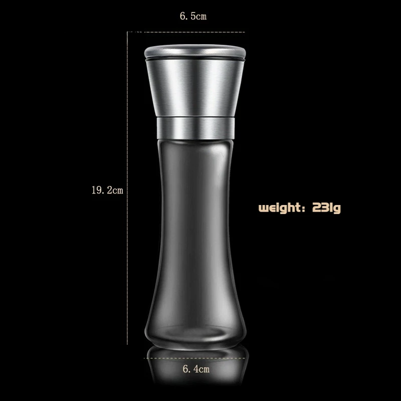 1 piece of pepper grinder, kitchen household 304 stainless steel grinding bottle, manual freshly ground sea salt and black peppe