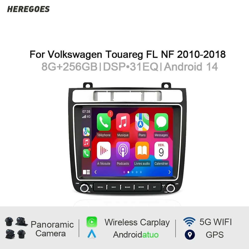 Autoradio Android 14 für Volkswagen Touareg 2013-2015 Navigation Audio DSP Stereo GPS Bluetooth Wireless Carplay 2 Din WiFi