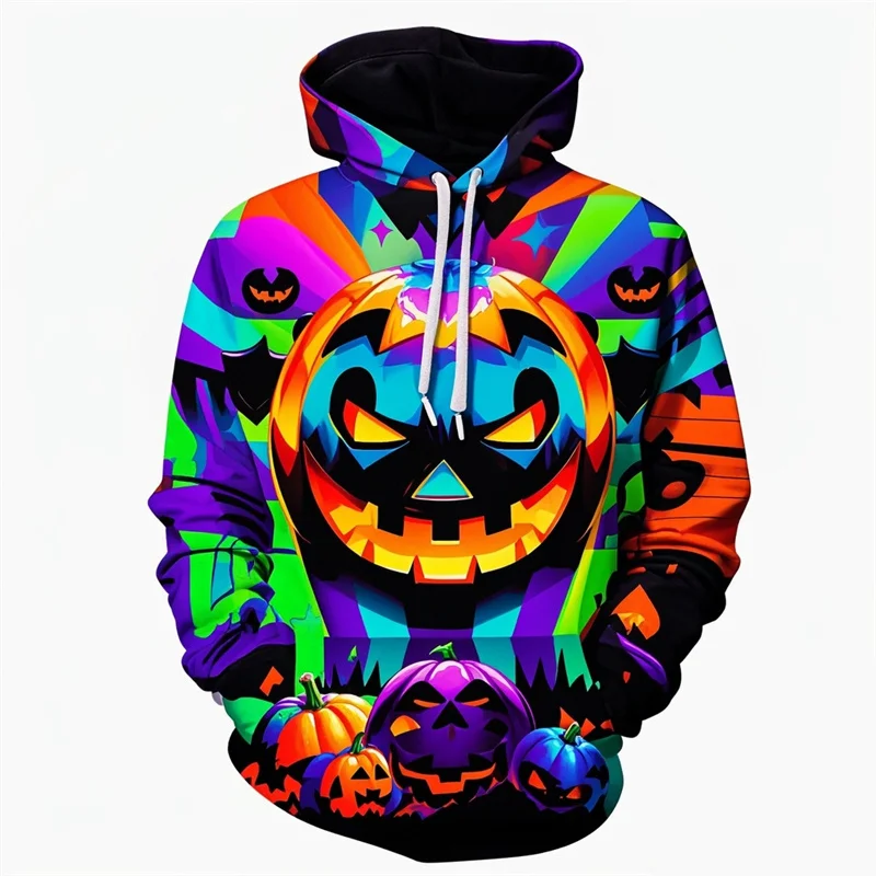 thumbnail image 1 of Sudadera con capucha con estampado de calabaza de moda de Halloween para hombre, divertida sudadera informal de manga larga con estampado 3D, jersey de gran tamaño con capucha, 1 of 4