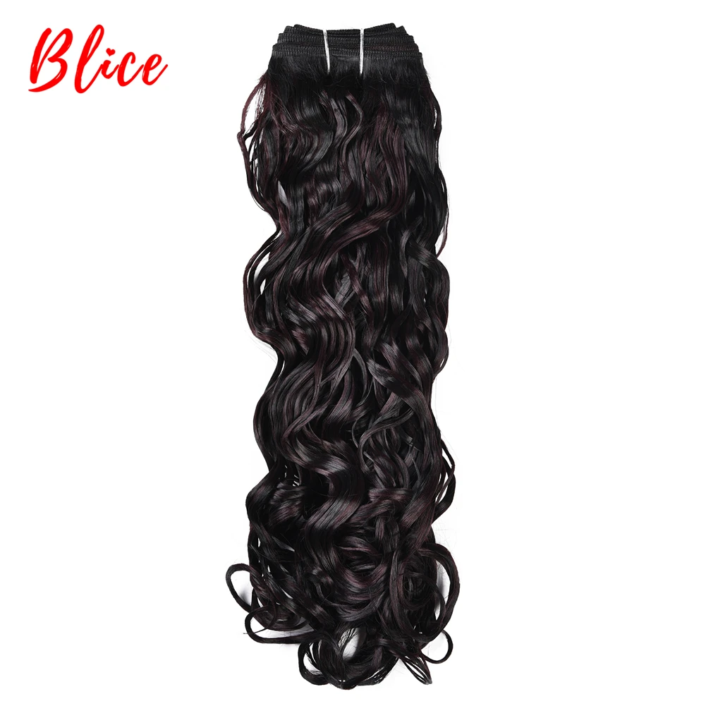 Blice 1PCS Synthetic Wavy Hair Extensions 18"-24" Weave Bundles With Double Weft Sew In Hair Weaving For Women Blonde