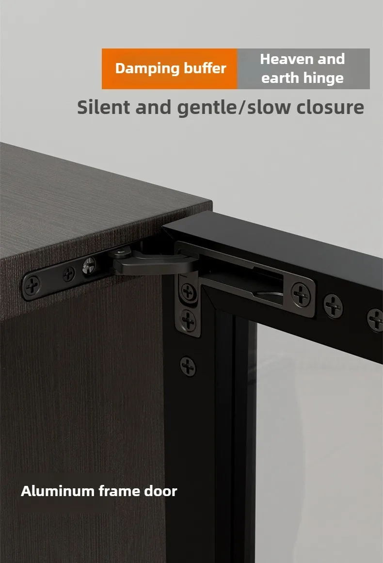 25KG Glastürscharniere mit Hydraulikdämpfung, obere und untere Scharniere, verstellbare, unsichtbare, versteckte Drehachsen-Möbelbeschläge – Detail 3