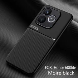 Premium Non - Slip Leather Texture Shockproof Phone Case with Magnetic Frame for Honor 600 Lite (Black)