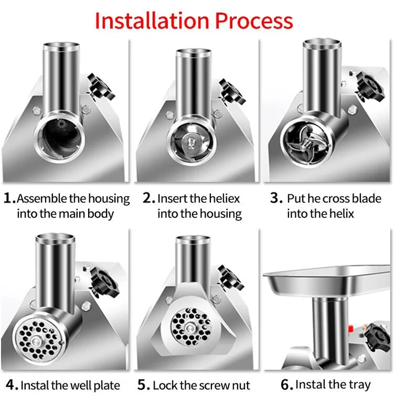Stainless Steel Electric Meat Grinders Home Sausage Stuffer Meat Mincer Commercial  Mincer 4