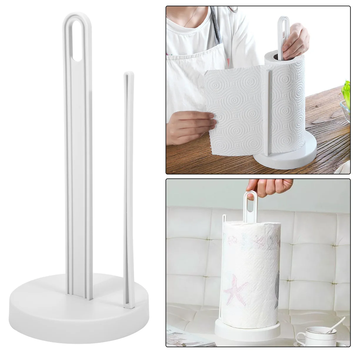Toilet Kitchen Paper Towel Roller Tissue Holder Plastic Rack Desktop Floor Vertical Napkins Stand Bathroom Storage-1