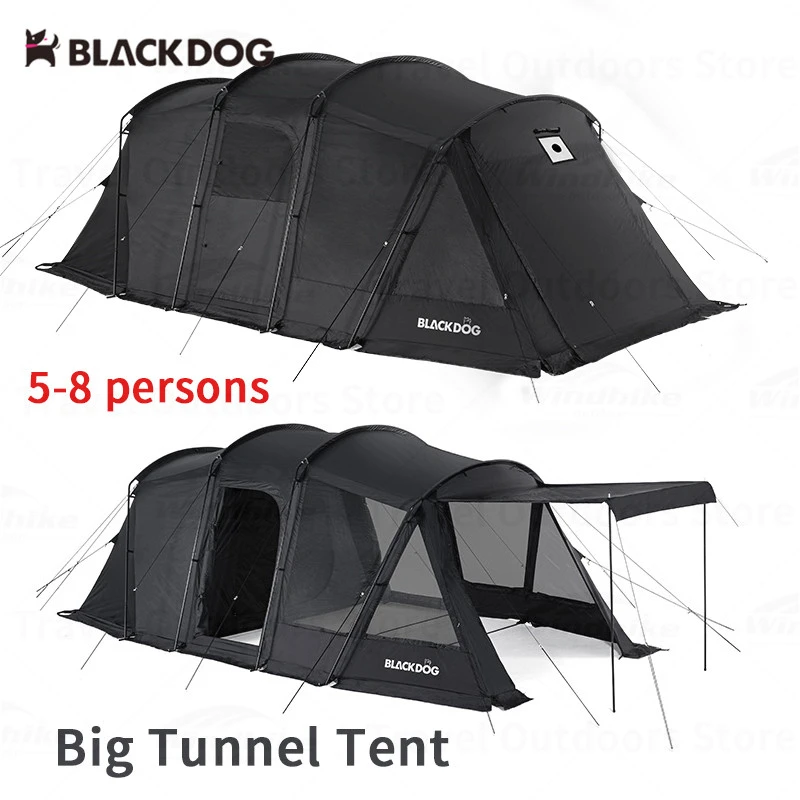 prins Schijn thuis Naturehike Blackdog Outdoor Big Tunnel Tent 5-8 Persons Large Space Vinyl  Family Camping Tent With Snow Skirt Gift 160cm Pole - Tents - AliExpress