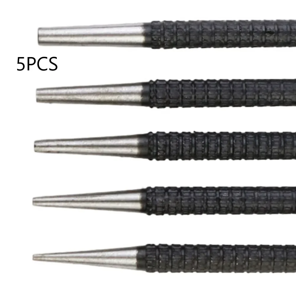 Woodworking Tool 5pcs Nail Punch Set Hammerless Hammer Punch Spring Tool Hammerless Nail Center Holes Woodwork Drill Bit Door Pin Removal