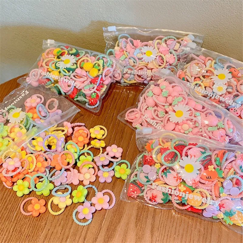 

20Pcs Children's Rubber Band Does Not Hurt The Hair Elastic Good Girl Baby Head Rope Small Tie Hair Chirp Scrunchies Headdress