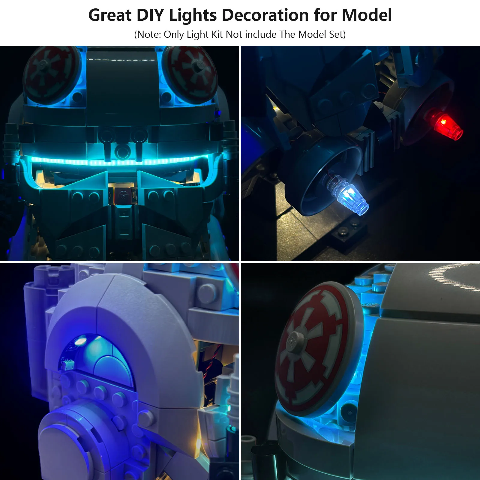 레고 75429 at-at 드라이버 헬멧 빌딩 블록과 호환되는 LED 조명 키트(모델 벽돌은 포함되지 않음)