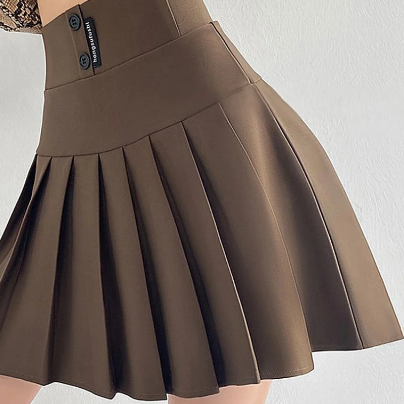 

Плиссированные юбки для женщин, привлекательная кавайная коричневая Милая женская юбка, модная уличная одежда в стиле Харадзюку, Y2k, трендовая одежда с V-образным вырезом