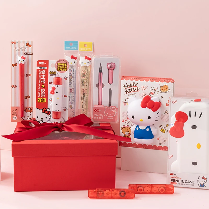 Sanrio Stationery Set Gift Box Cute My Melody Hello Kitty Pencil Case Gel  Pen Memo Pad Eraser Notebook Kids Girl School Supplies