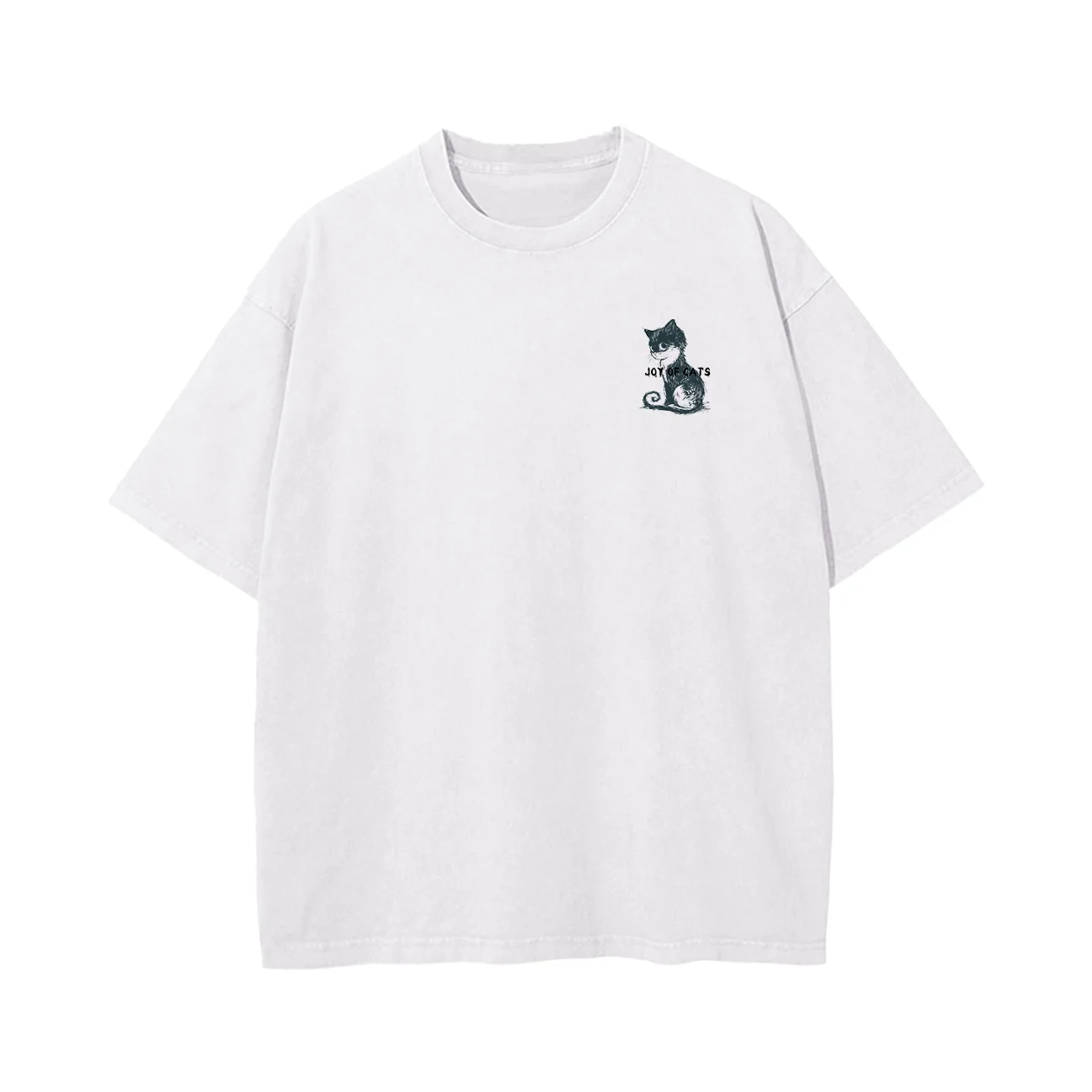 【NERDY】 Sleeping Cat Wappen Short Sleeve T-Shirt /追跡付 Mens T Shirt, Cute Floral Cat Short Sleeve Crew Neck Fitted