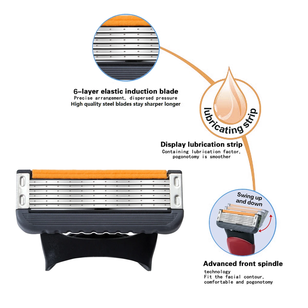Unisex Safety Shaver with Replaceable 6-Layer Stainless Steel Blades