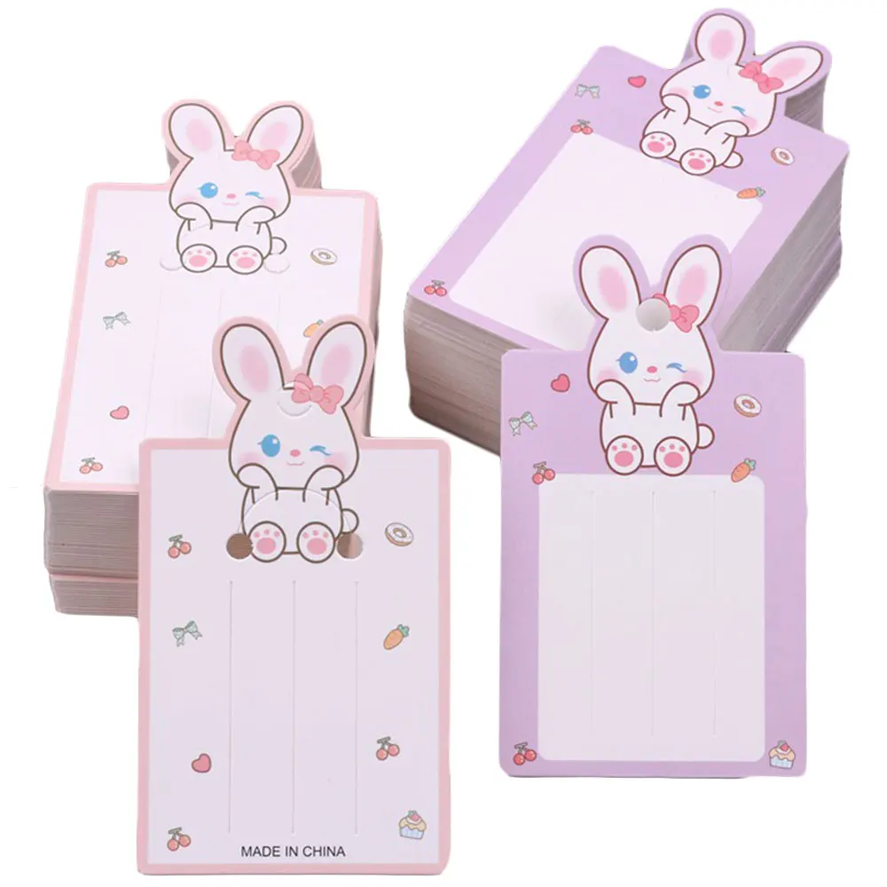 50pcs 13.4x7.5cm Hairpins Packing Paper Cards Cute Rabbit Hairband Display Cards for DIY Kid Hair Accessories Retail Price Tags