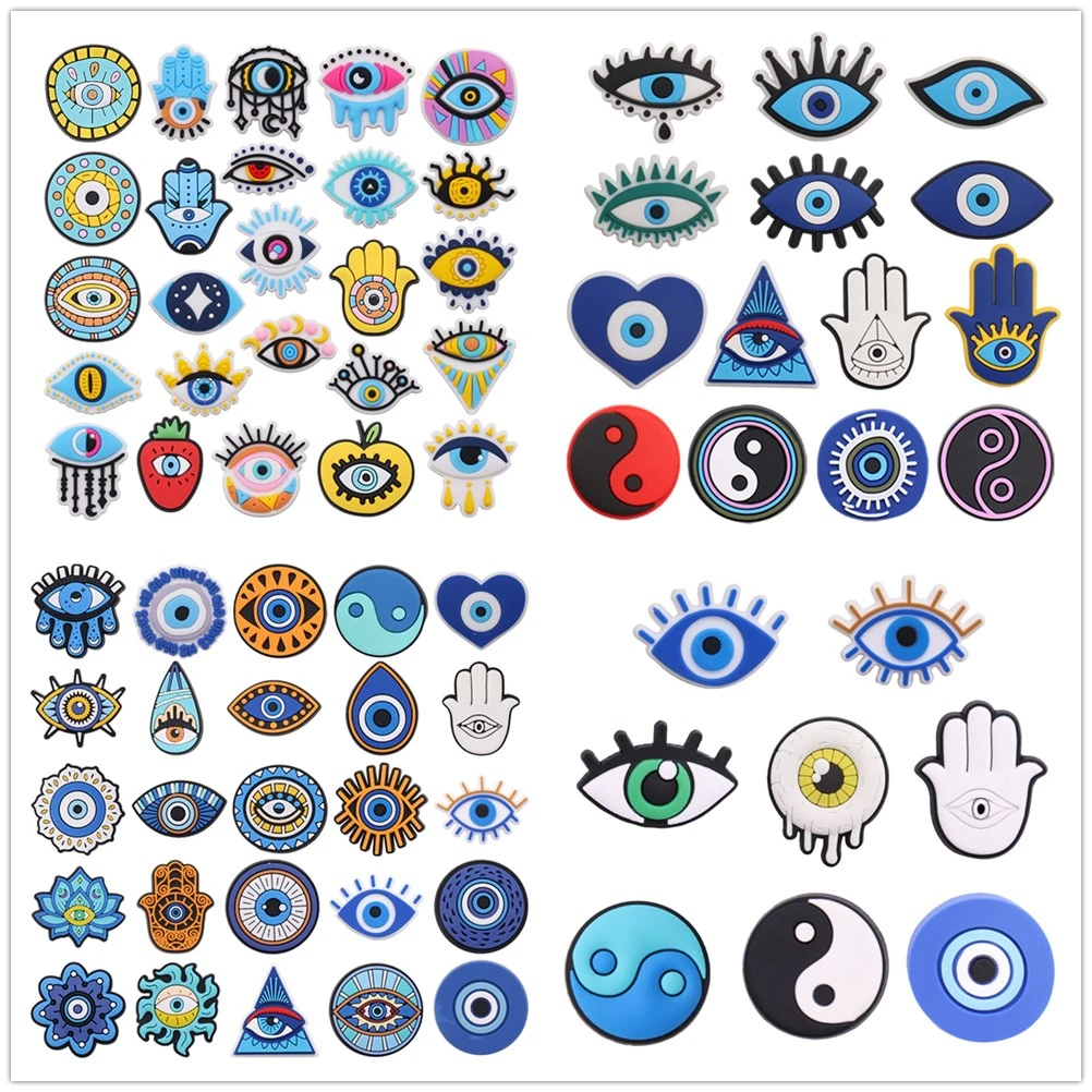 6–35 Stück blaue böse Augen Hand PVC Erwachsene Schuhe Knopf Charms Mode Slipper Schnalle Dekorationen DIY cooles Weihnachtsgeschenk