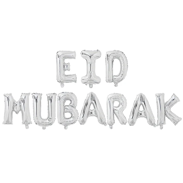 1Set Eid Mubarak Letter Foil Balloons Ramadan Kareem Decorations Banner Star Moon Helium Globos Muslim Islamic Party Supplies 10pcs set