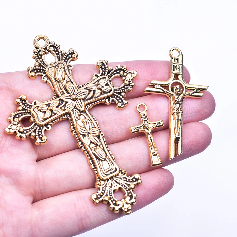 15pcs Mix Hot Pink Cross Charms