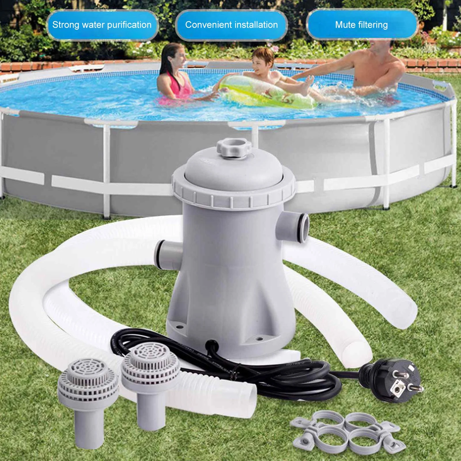 Bomba de filtro para piscina, de agua de 110 galones, modelo US/EU/UK/AU, 240V 330 V| - AliExpress
