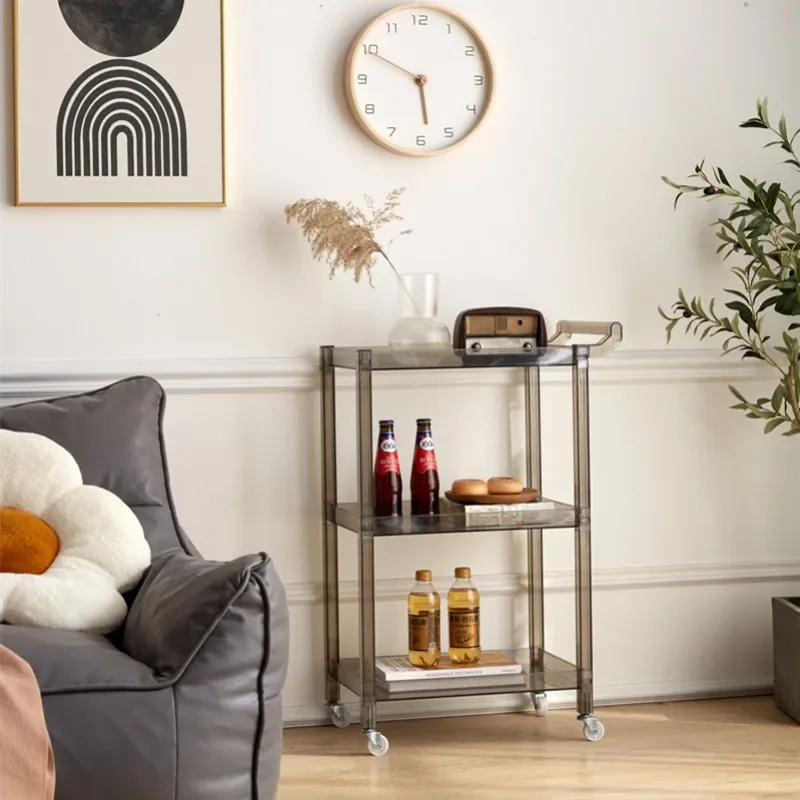 

3 слоя INS акриловые прозрачные держатели для хранения с колесами в тележке скандинавский Роскошный кухонный Органайзер вешалки передвижная тележка для закусок