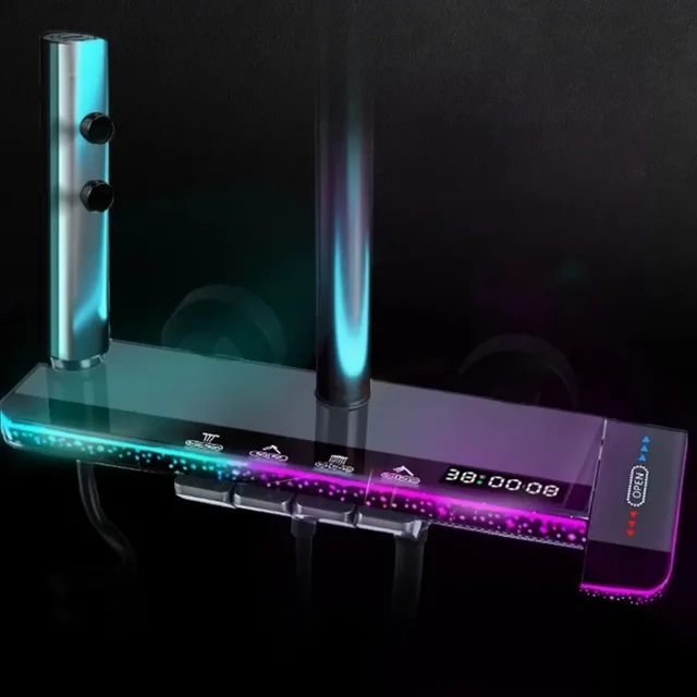 ชุดฝักบัวสี่ฟังก์ชั่น พร้อมจอแสดงผลดิจิตอลอัจฉริยะ ไฟ LED ระบบฝักบัวแบบเรนชาวเวอร์ ติดผนัง ดีไซน์แบบปุ่มเปียโน 1