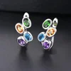 KALETINE Hutang Colorful Gemstone Hoop Earrings 925 Sterling Silver Blue Zircon Topaz English Lock Jewelry for Women Earrings 4