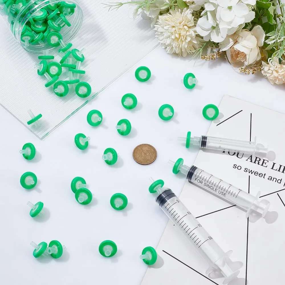 100 Pcs Syringe Filters 13mm 0.22&mu;m Syringe Filter PLastic Unsterilized Filters 4mm Inner Diameter 2mm Hole