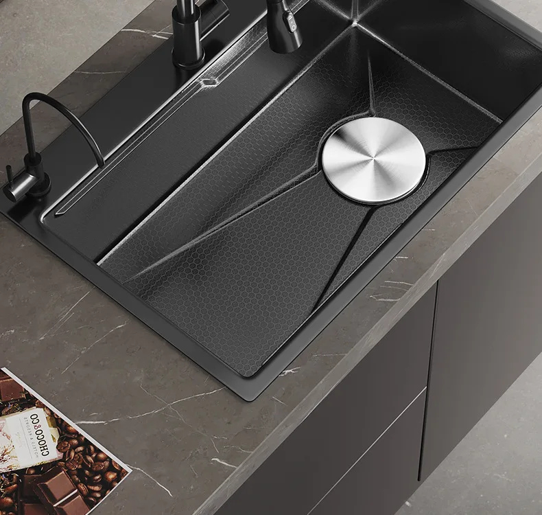 black single bowl kitchen sink