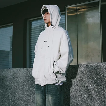 الخريف شارع العليا سترة واقية الرجال مقنعين سترة سستة معطف البضائع منفذها معاطف النساء فضفاضة رقيقة سوفتشيل في الهواء الطلق معطف للرياضة 2