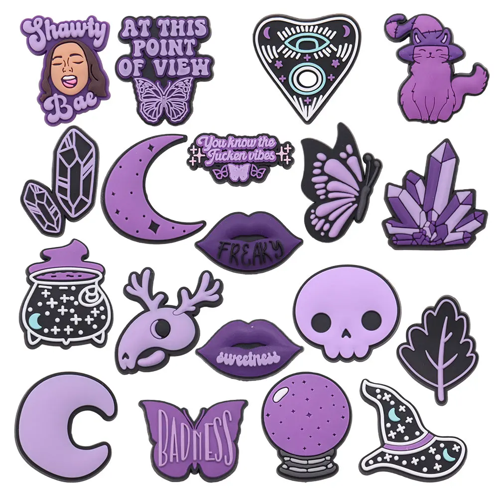 1-19Pcs Ciondoli Per Scarpe In Pvc Crystal Ball Moon Heart Skeleton Croc Slipper Accessori Decorazioni Per Fasce Bracciali Regalo Di Halloween