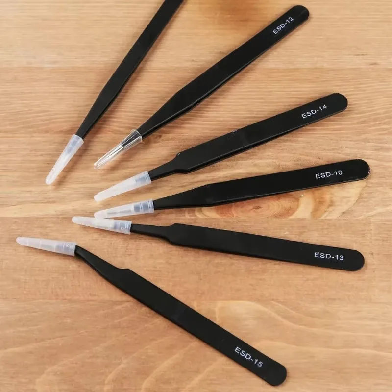ESD Anti-static Stainless Steel Tweezers ESD-10 ESD-11 ESD-12 ESD-13 ESD-14 ESD-15 ESD-16 Precision Curved and Straight Tweezers