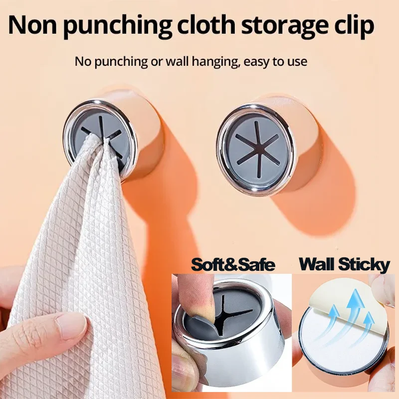 3PCS Non Punching Dishwashing Cloth Storage Clip Dishcloth Clip Kitchen  Household Gloves Hook Towel Rack Hole Clip Wall Hanging