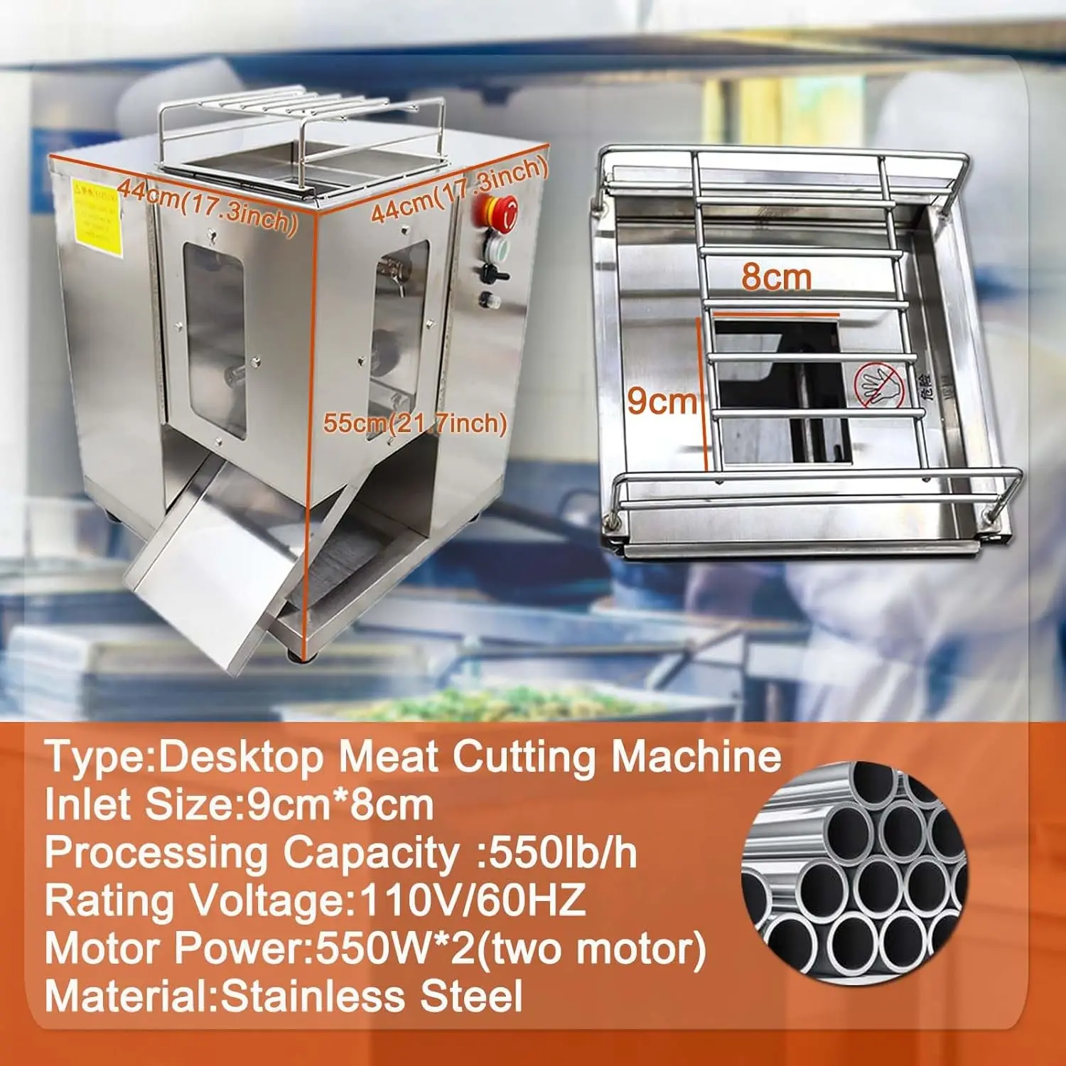 Haywhnkn Commercial Meat Cutter 7Mm Blade Meat Cutting Machine Slicer For Meat Silice/Shredded Meat Double Blade&Motor 3