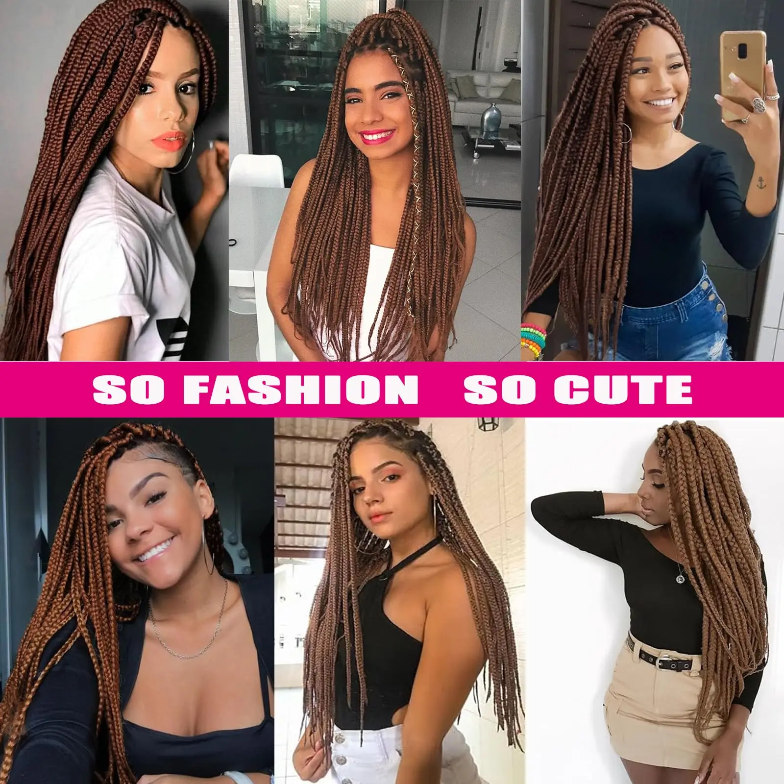 Brown Braiding Hair Pre 3 Packs Pre stretched Braiding Hair Yaki Texture Synthetic Hair Extension Itch Free Hot Water Setting 6