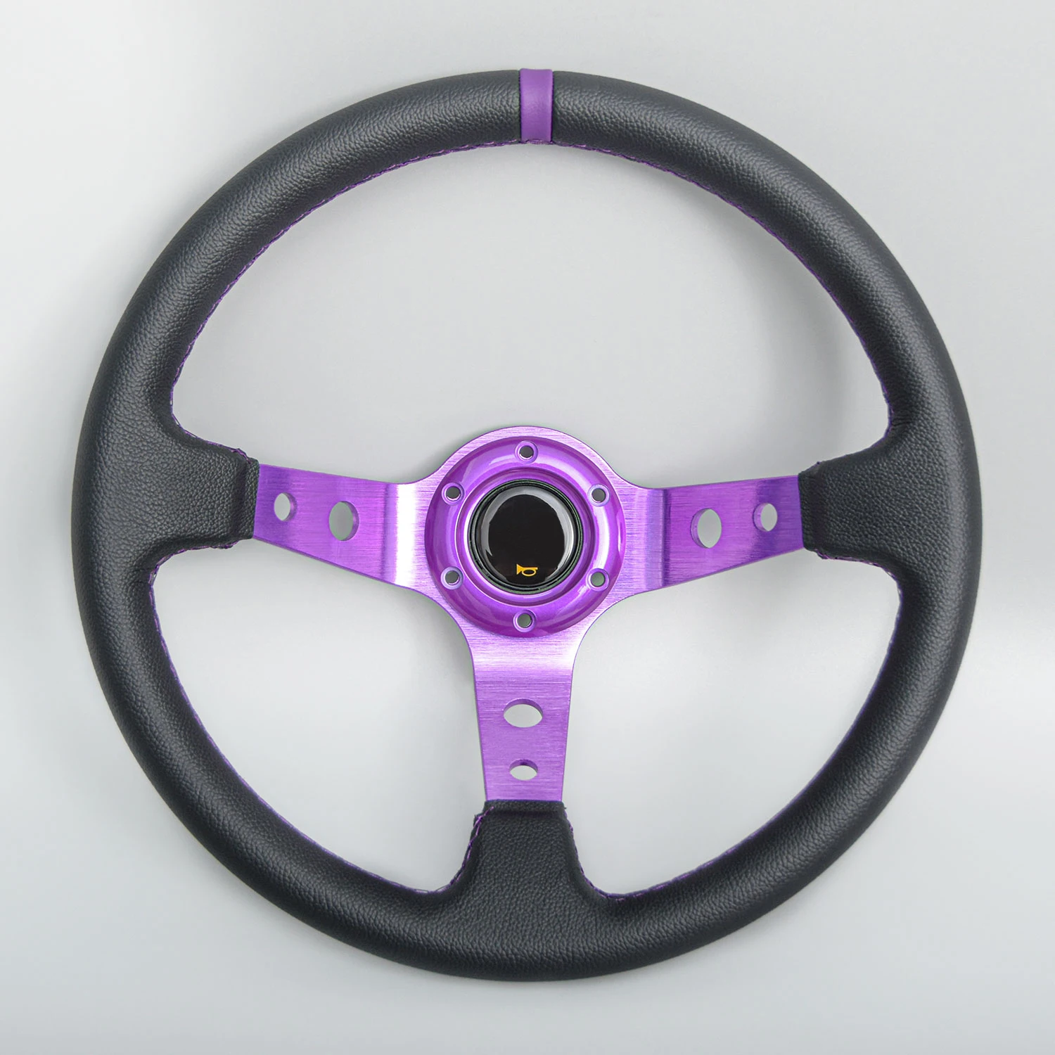 Jdm-ユニバーサルPVCレザーステアリングホイール,レーシングカー