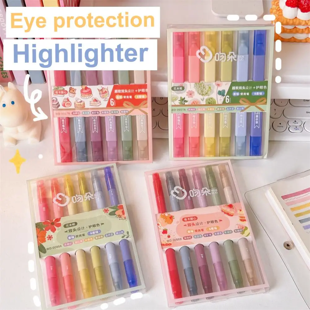 

6Pcs Practical Portable Writing Fluently Bright Color Fluorescent Marker School Supplies Fluorescent Marker Fluorescent Pen