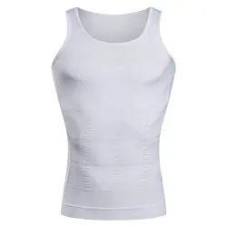 Men's Slimming Compression Vest: Seamless Waist Trainer & Belly Control Shapewear - XXL (White)