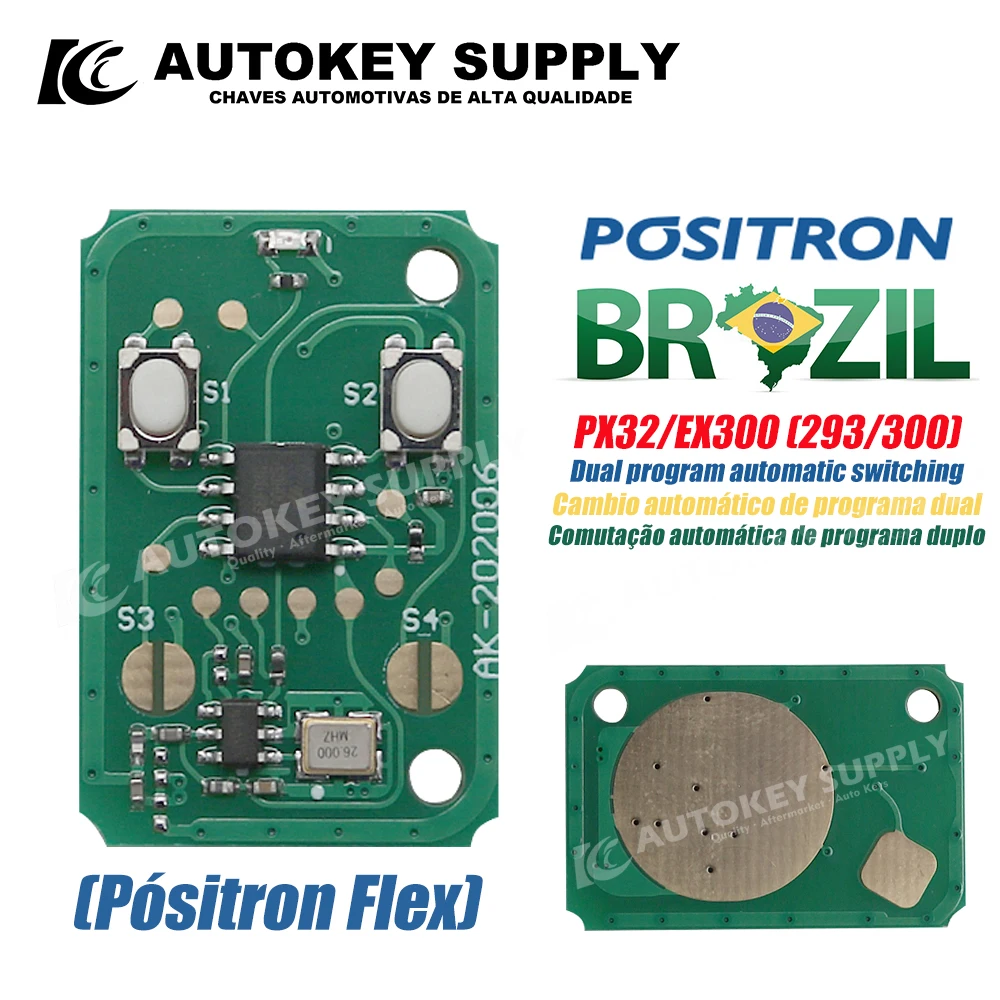Remote key for Brazil Positron Flex (PX42) alarm system double program (293/300) AKBPCP150AT / AKBPCP125AT AutokeySupply