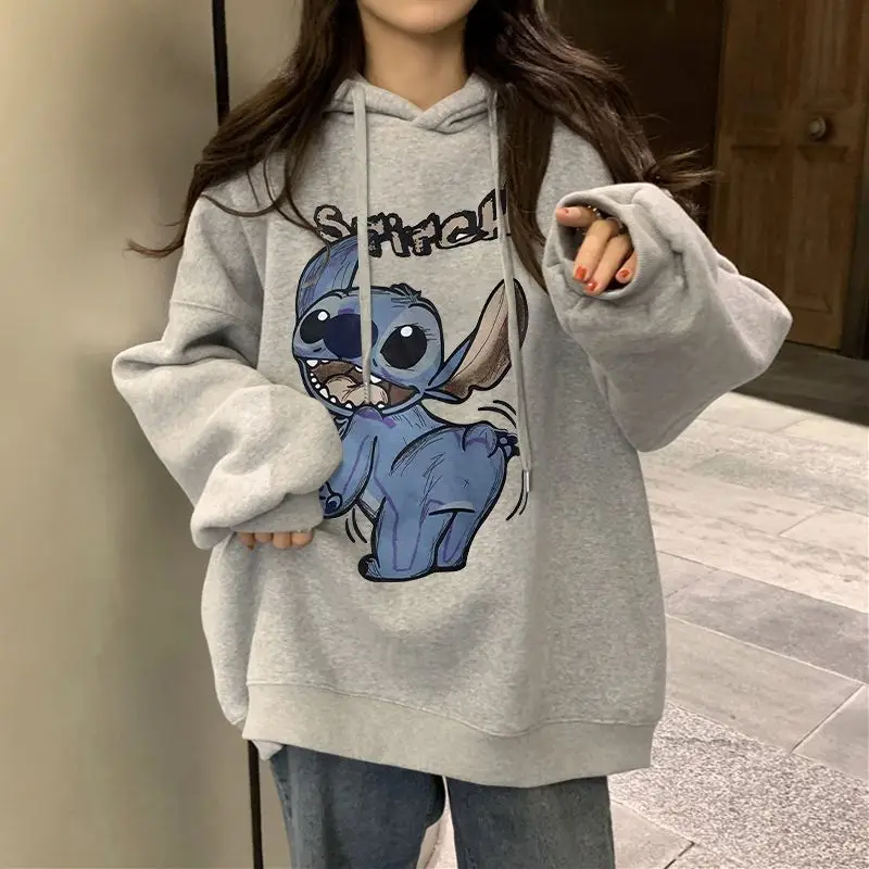 

Стич Kawaii 100% хлопок Instagram мультфильм свитер для мужчин и женщин осень и зима оверсайз свободное платье для пары классная одежда
