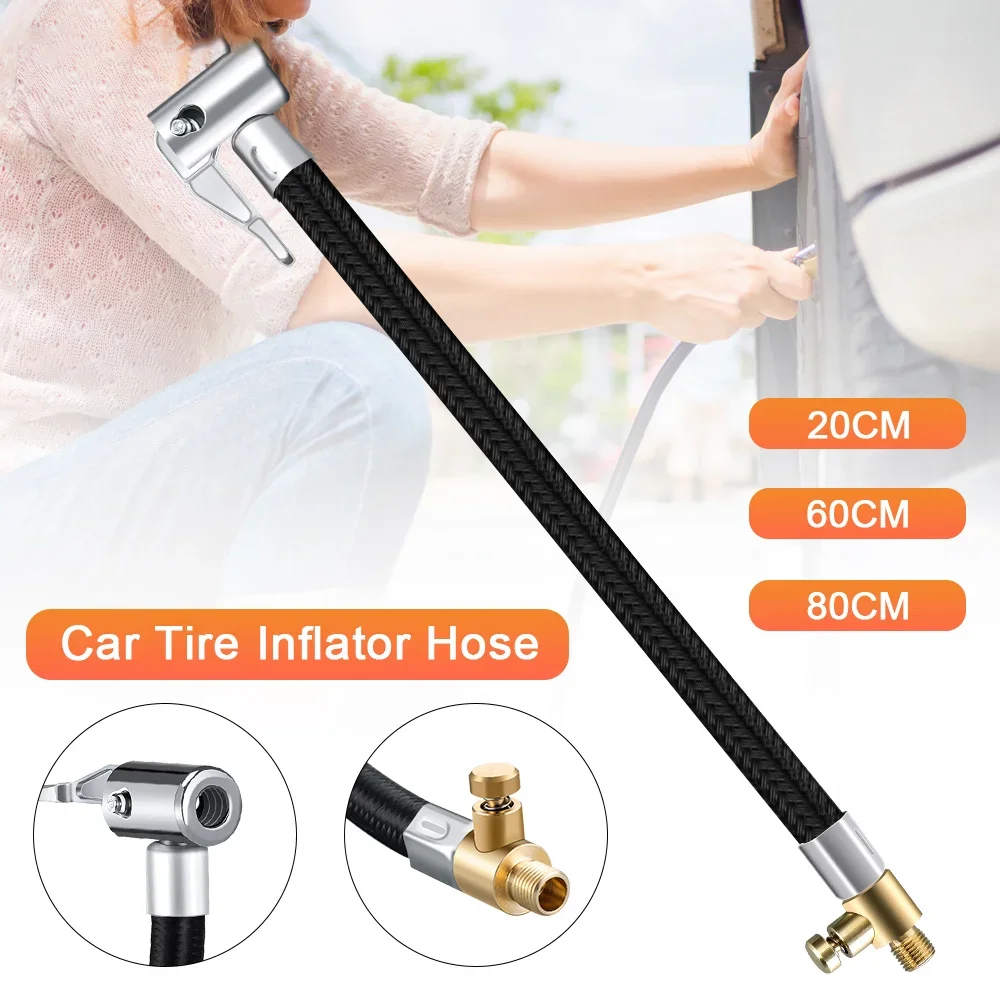 Tire Repair Kit Car Tyre Inflator Hose Air Chuck Deflated Tyre Hand Air Pump Extension Tube Hose Tube Pump Adapter Tire Repair Tools