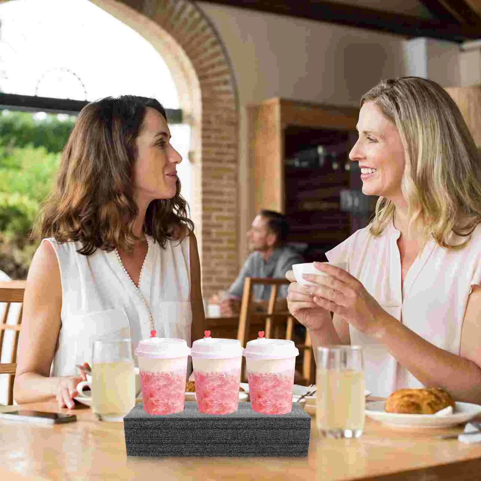 2 Pcs Cup Storage Holder Milk Tea Drink Cup Outdoor Stand Takeout Tray Coffee Carrier Packing Pearl Cotton Beverage Rack Mug