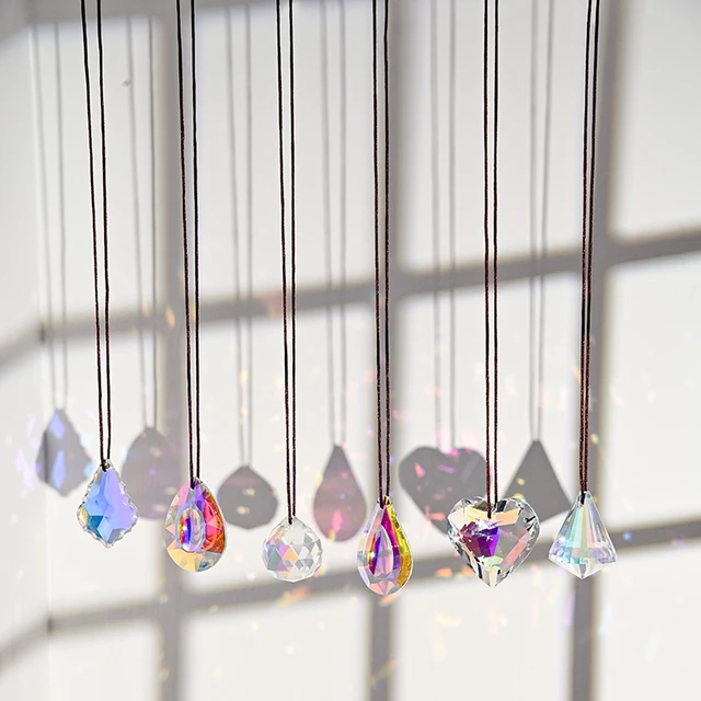 Crystal Rainbow Prisms Suncatcher Lógó Diy Kristalle Medál Díszál Tiszta Csillár Tartozékok Ólomüveg Cseppek Dekoráció - Image 2