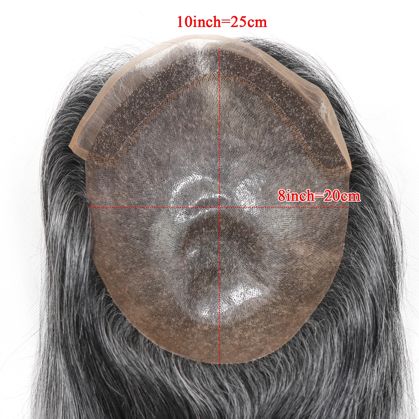 BIO/Pelle Completa PU Capelli Umani Uomini Parrucchino 1B40 Grigio Bianco 13 "Lunghi Lisci Parrucche Dei Capelli Umani Per Gli Uomini Sistemi di Sostituzione Pezzo di Capelli - immagine 6
