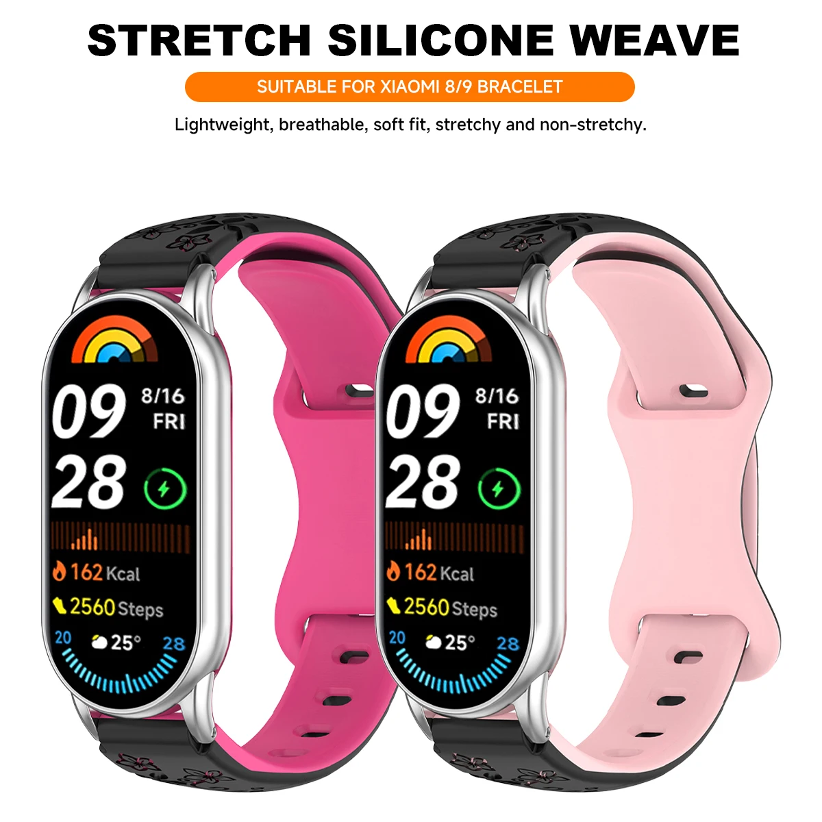 Flower Engraved Silicone Smart Wristband - Breathable Bracelet with NFC-Enabled Strap Accessories
