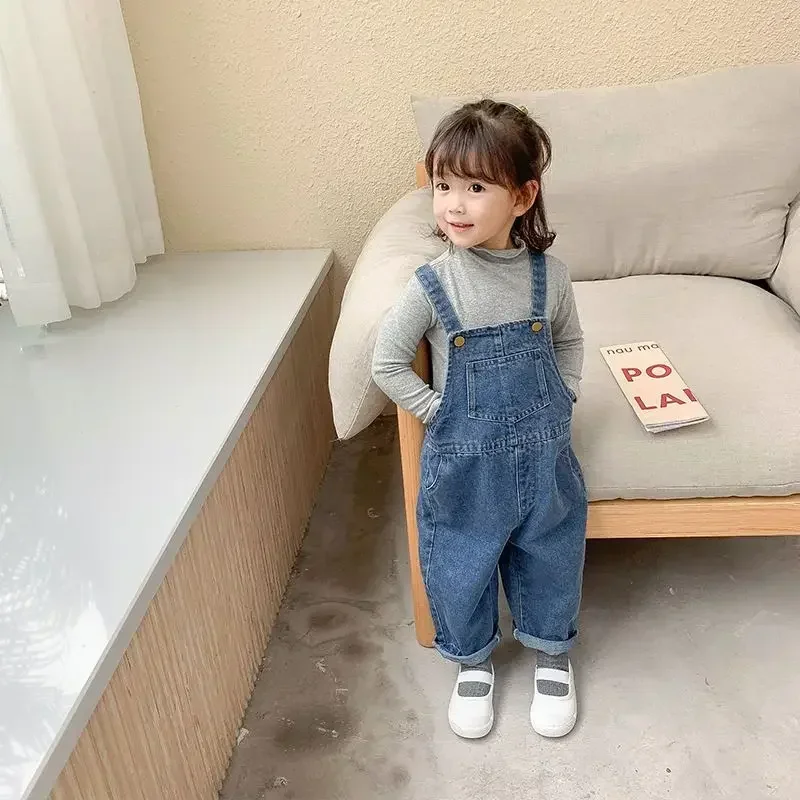 Summer Denim Baby Girl Boy Overalls Solid Jeans Jumpsuit Pocket Children Casual Loose Rompers Blue Kids Overalls Outfits children overalls pants kids outfits