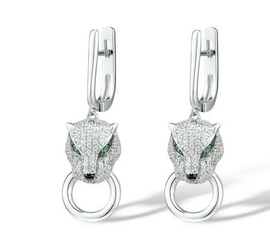 

Earrings For Women 925 Sterling Silver Dangle Panther Cubic Zirconia Jewelry