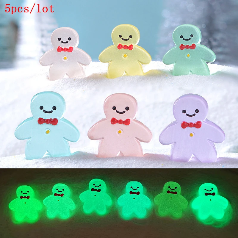 

5 шт., миниатюрные светящиеся рождественские украшения для имбиря