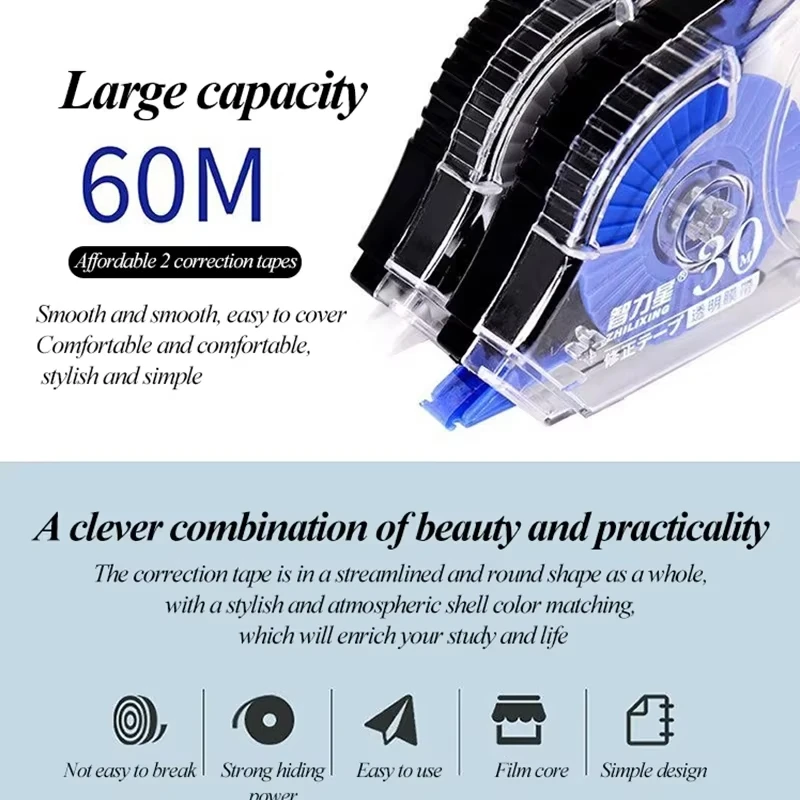 6pcs/Set School Correction Tape Roller Simple Office Supplies Stationery White Sticker Tape Student 150M Error Eraser Tape Book - 2