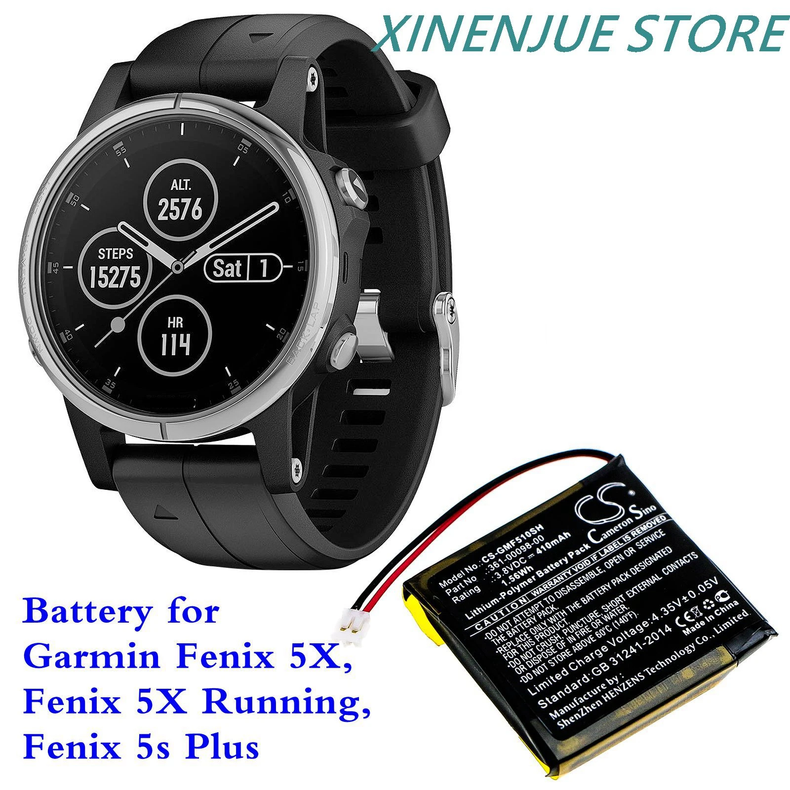 Adjuntar a Interior Ahora Reloj inteligente con batería de 3,7 V/230mAh para Garmin Fenix 5X,Fenix 5X  Running,Fenix 5s Plus, 361 00098 00|Baterías digitales| - AliExpress