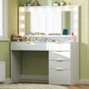 Makeup Vanity Desk with Lights & Large Mirror, 39.3in Vanity Desk with Mirror and Lights, 3 Lighting Color Adjustable, 5 Drawers 1