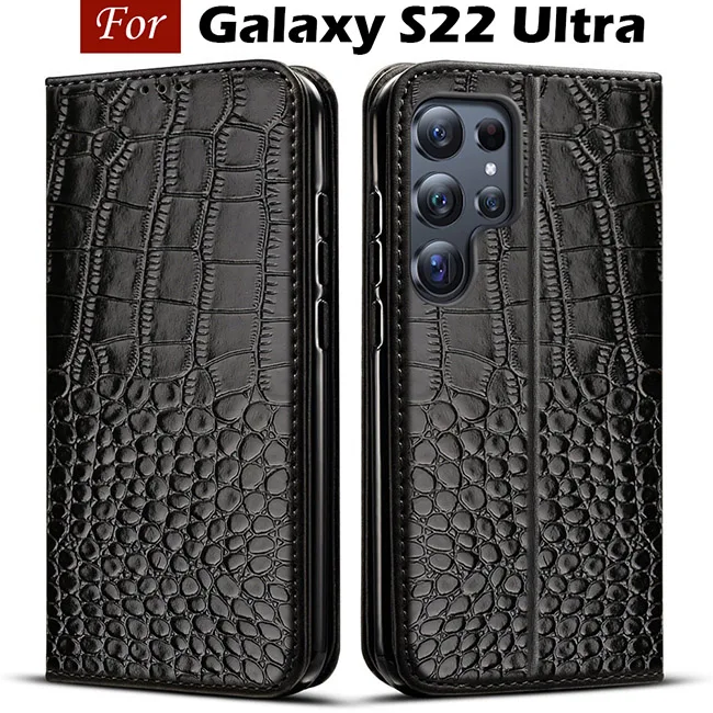 thumbnail image 1 of Para Samsung Galaxy S22 Ultra funda de cuero con tapa de silicona de lujo para teléfono Samsung S22 Ultra funda con tarjetero, 1 of 5